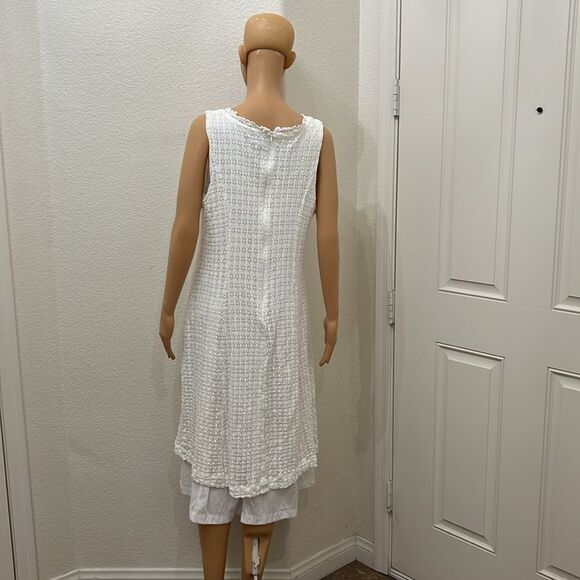 Robbie Bee Signature White Sundress Size 22W Sleeveless Scoop Neck Midi Silky - Picture 7 of 10